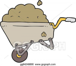 Vector Clipart - Cartoon wheelbarrow full of dirt. Vector ...