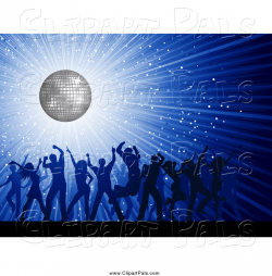 Pal Clipart of a Silhouetted Crowd of Dancers over a Blue ...