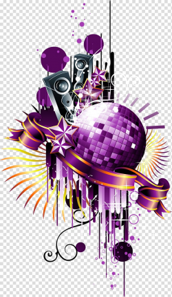 Purple and black music-themed , Disco ball Nightclub, disco ...