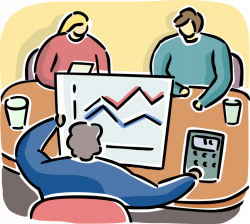 Boardroom Meeting Discusses Sales Growth - Vector Image