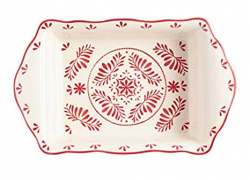 Ceramic Baking Dish, Pan, Baker, Lasagna pan,Oven to Table Rectangle Red  and white Decorative Scandinavian Inspired Design PERFECT FOR YOUR  CHRISTMAS ...