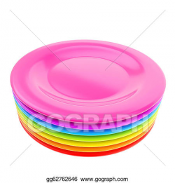 Stock Illustration - Stack of colorful plate dishes isolated ...