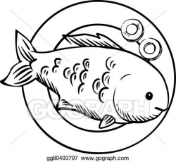 Vector Stock - Seafood dish with grilled ocean fish. Stock ...