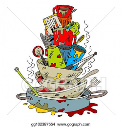 Clip Art Vector - Stack of dirty dishes. Stock EPS ...