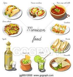 Vector Art - Mexican cuisine set. collection of food dishes ...