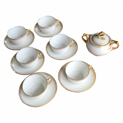 L. Bernardaud & Co. Limoges 6 Teacups & Sugar Bowl | Chairish
