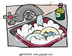 Vector Clipart - Washing the dishes. Vector Illustration ...