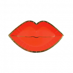 Lovely Lips Red Paper Plate Set - By Meri-Meri - Pinks & Green