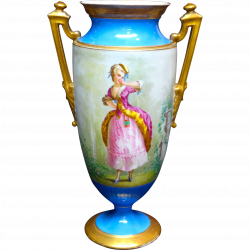 Ca. 1870 Large Limoges Hand Painted Portrait Vase | Porcelain