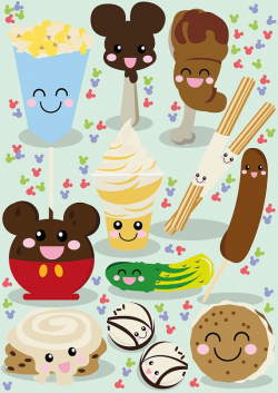 Disney inspired Kawaii Snacks Illustration by ...
