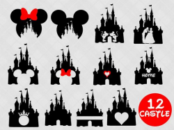 Disney castle svg bundle, disney castle clipart, Heart Head Mickey mouse,  magic kingdom svg, Disneyland, cut files for cricut silhouette