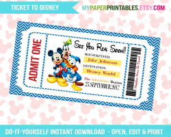 Printable Ticket To Disney DIY Personalize INSTANT DOWNLOAD ...