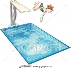 Vector Art - Girl diving down the swimming pool. Clipart ...