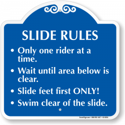 Water Slide Rules Pool Signs