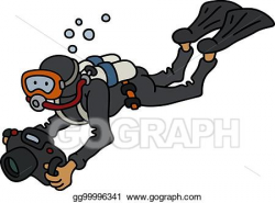 Vector Art - Diver with a camera. Clipart Drawing gg99996341 ...