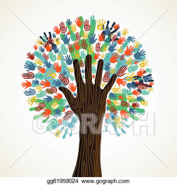 Vector Clipart - Isolated diversity tree hands. Vector ...