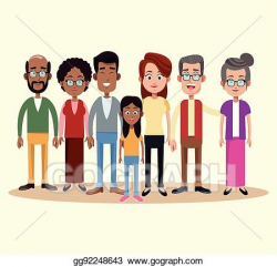 Clip Art Vector - Group family different multicultural ...