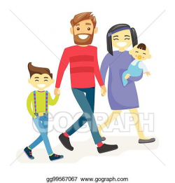 Clip Art Vector - Cheerful multiethnic diverse family with ...