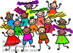 Clipart Illustration of a Group of Happy and Diverse Children