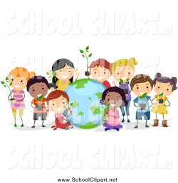 Clip Art of Diverse Stick Students with Plants and Earth by ...