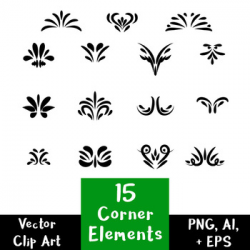 15 Decorative Corner Elements | Hand Drawn Vintage Flourish Divider ...