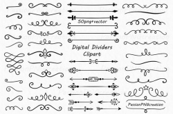 Digital Divider Elements, Doodle Dividers, Digital Clipart, png, Vector,  Design Elements, Borders Clip art, Personal and Commercial Use