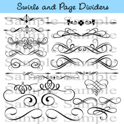 Swirls Wedding Clipart INSTANT DOWNLOAD Calligraphy Design ...