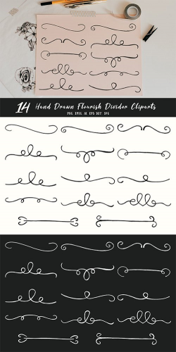 Hand Drawn Flourish Divider Cliparts » NitroGFX - Download ...