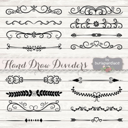 VECTOR Hand Drawn flourishes dividers clipart, Digital ornament clipart ,  ornaments and elements digital, Hand Drawn Vintage Style