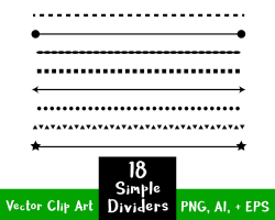 18 Simple Shape Line Dividers, Clip Art Dividers, Text Divider Clipart,  Page Divider Line, Divider Graphics, Page Border Clipart, Wedding
