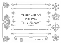 Page Divider Vector Clipart Line Dividers Text Divider Clipart Border  Clipart Vintage vector decoration ornament Digital frame SVG pdf png