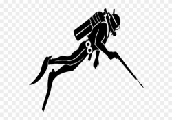 Clip Diving Jumping - Black And White Scuba Diver Clipart ...