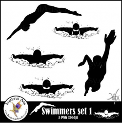 Male Swimmer Silhouettes Set 3 - 10 png clipart graphics ...