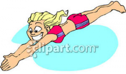 Girl Diving Into a Pool - Royalty Free Clipart Picture