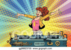 EPS Illustration - Girl dj club party youth lifestyle ...