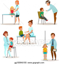 Vector Stock - Kids visit a doctor icon set. Clipart ...