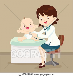EPS Vector - Pediatrician doctor examining little baby ...