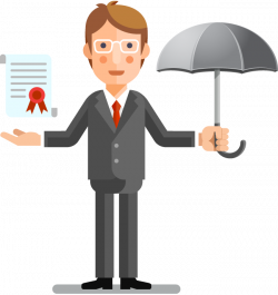 Cartoon businessman holding umbrella and document | 1designshop