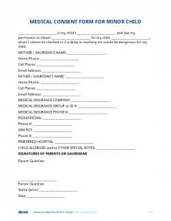 Child Medical Consent Form Template - Wosing.us Template Design