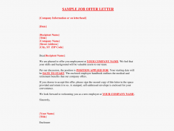 Offer Letter Sample Free Job Template Templates At - Sample ...