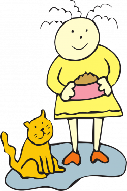Cat Food Bowl Girl Child Pet PNG Image - Picpng