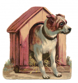 Vintage Clip Art - Dog in Dog House - The Graphics Fairy