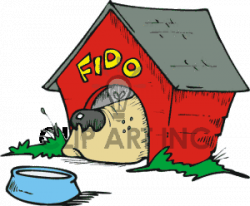 Cartoon dog in a doghouse clipart. Royalty-free clipart ...