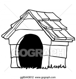 Vector Illustration - Black and white dog house. EPS Clipart ...