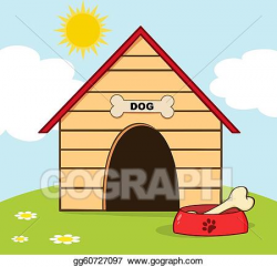 Vector Stock - Dog house with bowl on a hill. Clipart ...