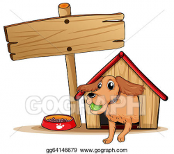 EPS Vector - A dog with a doghouse beside an empty signage ...