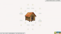 Clipart: An Alerted Dog In A Dog House on a Solid White Smoke F7F4F3  Background