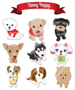 Cartoon Dogs Hand drawn Pets Animals Digital Clip Art ...