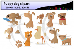 puppy dog clipart Digital Clip Art for Scrapbooking Card Making Cupcake  Toppers Paper Crafts doodle dogs puppy doodles cute dogs