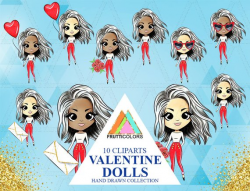 Fashion Valentine Doll Clipart Cute Love Girly Valentines ...